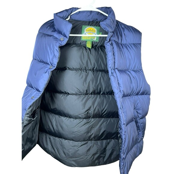 Cabela’s Premier Northern Goose Down Vest Blue Puffer Outdoor Gear Men’s Medium - Picture 7 of 9